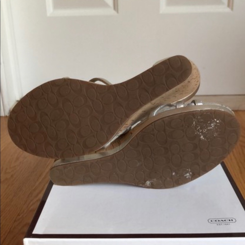 Coach Metallic Silver Joslin Kid Wedges - Picture 10 of 11